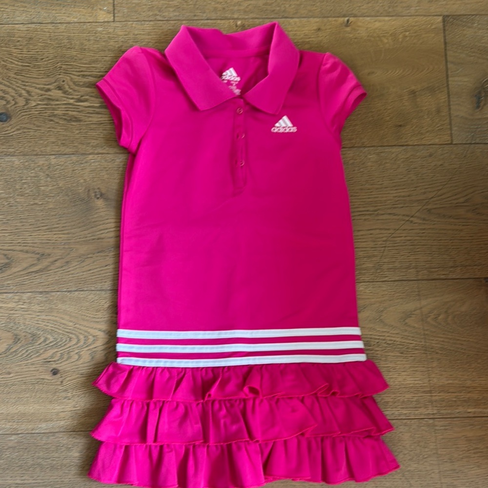 3 Girls Adidas Polo Dresses with Ruffle Skirt Pink, Purple, and Teal size 6